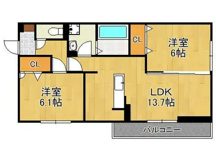 VIVABLE PALAIS(2LDK/3階)の間取り写真