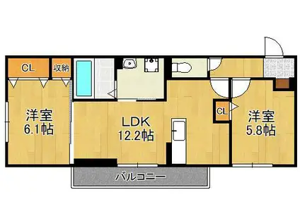 VIVABLE PALAIS(2LDK/3階)の間取り写真