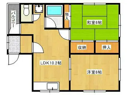 ハピネスやなぎ(2LDK/3階)の間取り写真