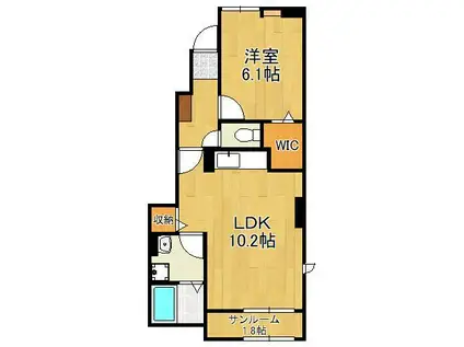 グローリア・ヒデ B(1LDK/1階)の間取り写真