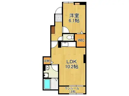 グローリア・ヒデ B(1LDK/1階)の間取り写真