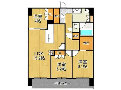ザ・サンパーク小倉駅タワーレジデンス(3LDK/5階)の間取り写真