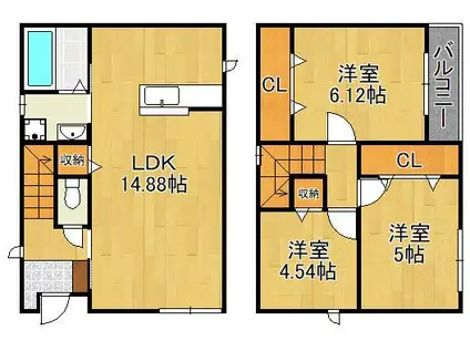 鹿児島本線 門司駅 徒歩16分 2階建 築1年(3LDK)の間取り写真