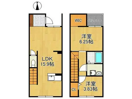 N-TERRACE黄金町(2LDK/1階)の間取り写真