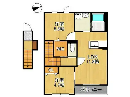 リオーネ富野(2LDK/2階)の間取り写真