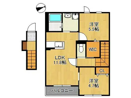 リオーネ富野(2LDK/2階)の間取り写真