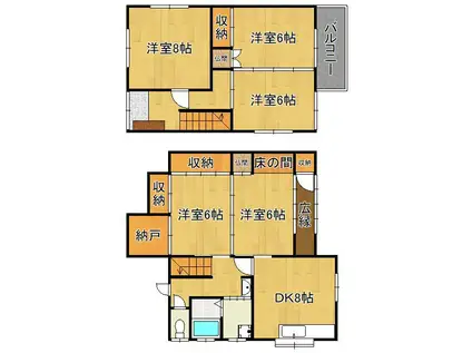 鹿児島本線 門司港駅 徒歩15分 2階建 築44年(5SDK)の間取り写真