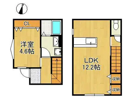 グラン下富野Ⅱ(1LDK/1階)の間取り写真