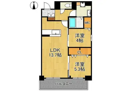MYS CASETTA KOKURA -ミースカセッタ小倉-(2LDK/11階)の間取り写真