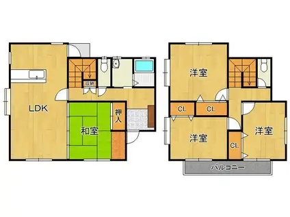 鹿児島本線 門司駅 徒歩27分 2階建 築30年(4LDK)の間取り写真