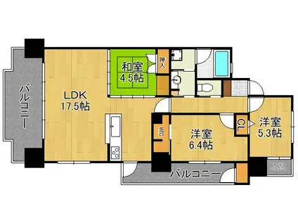 ライブスクエア小倉駅オーシャンテラス(3LDK/5階)の間取り写真