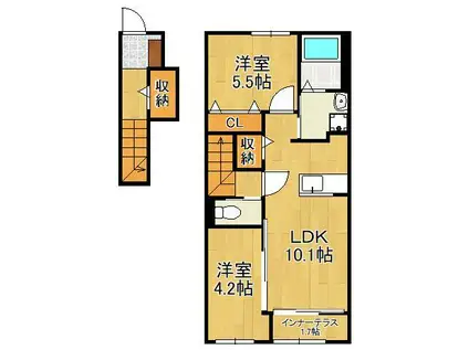 SPAZIO FUKUOKA(2LDK/2階)の間取り写真