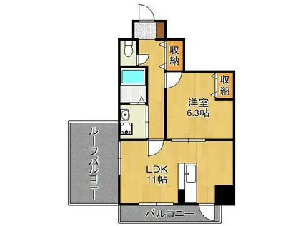 BERGAMOTTO三萩野(1LDK/7階)の間取り写真