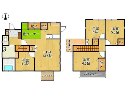 日豊本線 下曽根駅 徒歩80分 2階建 築13年(4LDK)の間取り写真