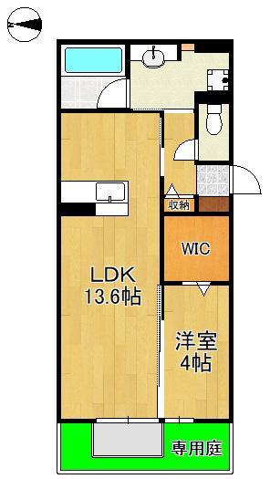 HABITAT YOSHINO(1LDK/1階)の間取り写真