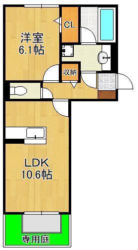 NEST PIECE 原町(1LDK/1階)の間取り写真