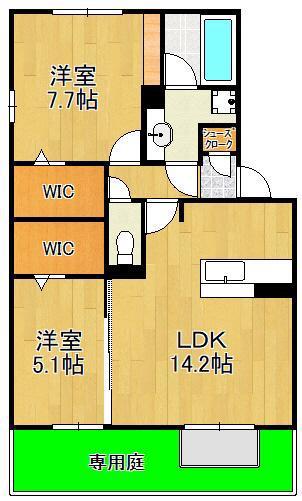 NEST PIECE 原町(2LDK/1階)の間取り写真