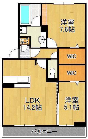 NEST PIECE 原町(2LDK/2階)の間取り写真