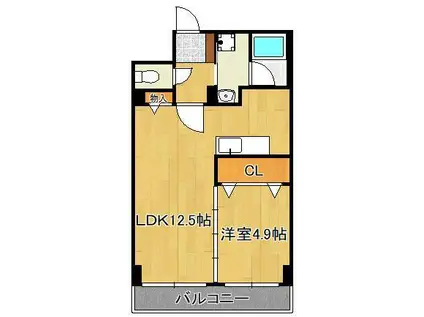 エスズイン葛原(1LDK/4階)の間取り写真