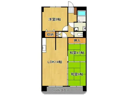 イマージュ安部山公園(3LDK/3階)の間取り写真