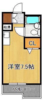 ホワイトパレス京町(ワンルーム/2階)の間取り写真