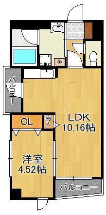 オリオンビル(1LDK/4階)の間取り写真