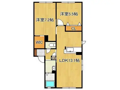 フォレストⅡ(2LDK/2階)の間取り写真