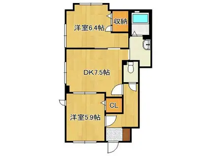 エーデルハイムCHIYO(2DK/1階)の間取り写真