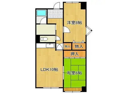 ラ・セール石崎(2LDK/3階)の間取り写真