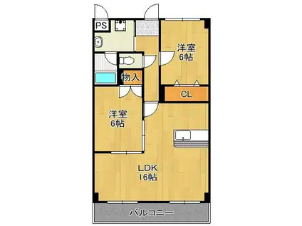 コンフォートスクエアー安部山(2LDK/5階)の間取り写真