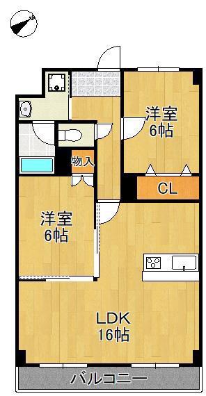 コンフォートスクエアー安部山(2LDK/3階)の間取り写真