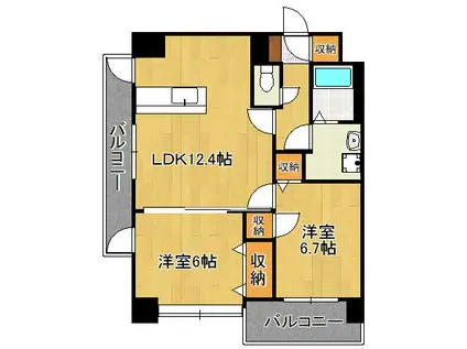 コンクルージョン・フォート(2LDK/2階)の間取り写真