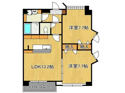 コンクルージョン・フォート(2LDK/3階)の間取り写真