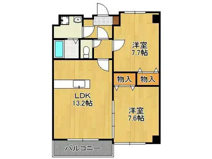 コンクルージョン・フォート(2LDK/4階)の間取り写真