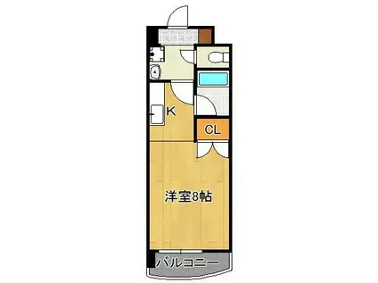ジュネス壱番館(1K/6階)の間取り写真