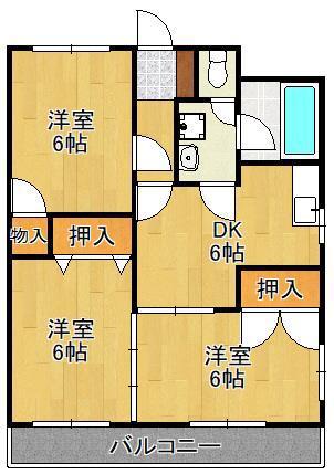グランドハイツ湯川(3DK/1階)の間取り写真
