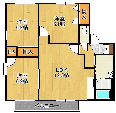 ディアス曽根 C棟(3LDK/1階)の間取り写真