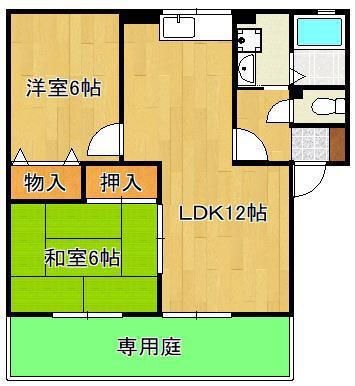 ウィステリア中吉田 A棟(2LDK/1階)の間取り写真