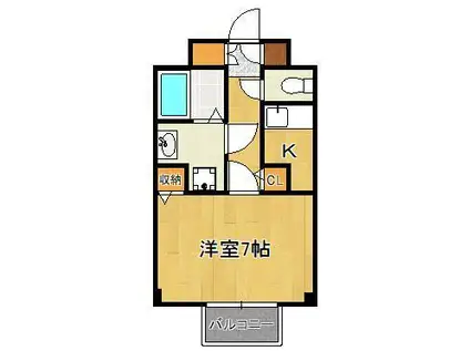 ヴィラージュD(1K/2階)の間取り写真