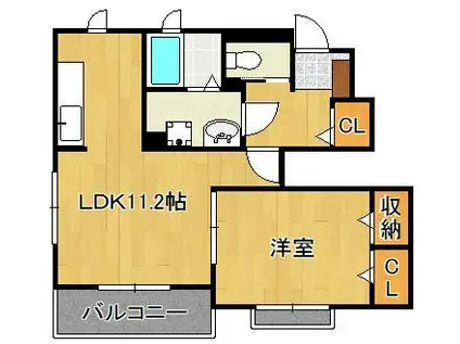 グレイスコートⅢ(1LDK/1階)の間取り写真
