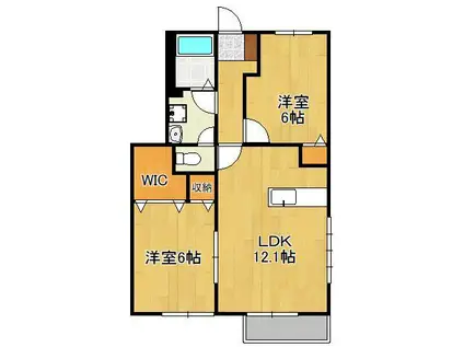 エスポワールハイムD(2LDK/1階)の間取り写真