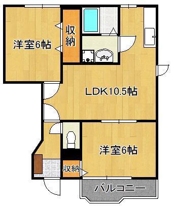 コーポラスカームⅡ(2LDK/1階)の間取り写真