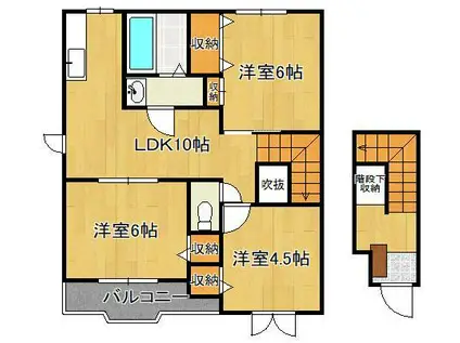 コーポラスカームⅡ(3LDK/2階)の間取り写真