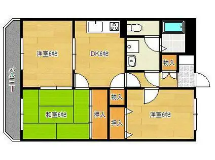 REXYZ湯川(2LDK/3階)の間取り写真