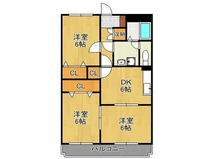 REXYZ湯川(3DK/4階)の間取り写真