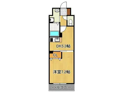 ハミングバード上吉田(1DK/3階)の間取り写真