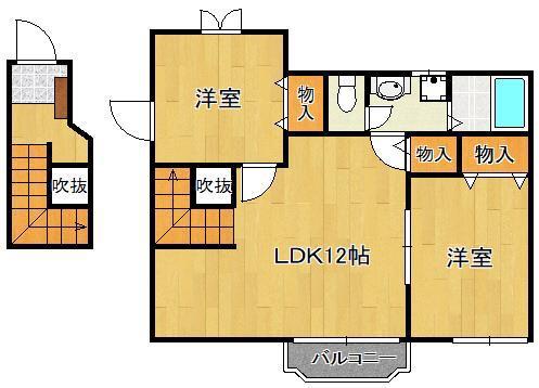 アヴニール S(2LDK/2階)の間取り写真
