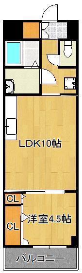 雅ビル(1LDK/7階)の間取り写真