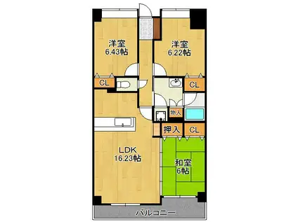 GROUNDHILLS(3LDK/7階)の間取り写真