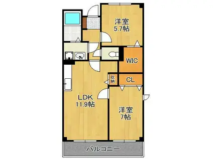 レフィナード壱番館(2LDK/2階)の間取り写真
